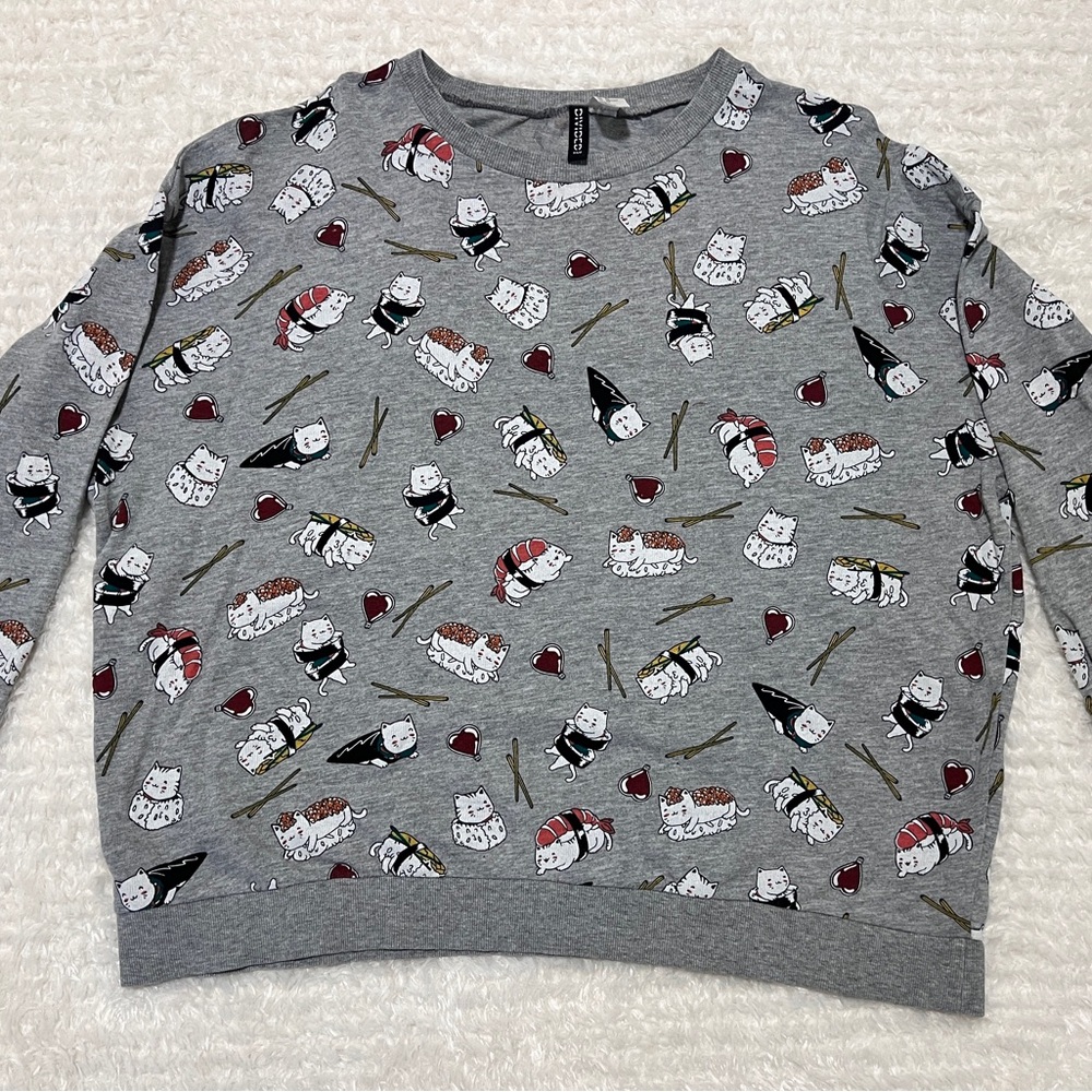 Gray Sushi Cat Sweatshirt